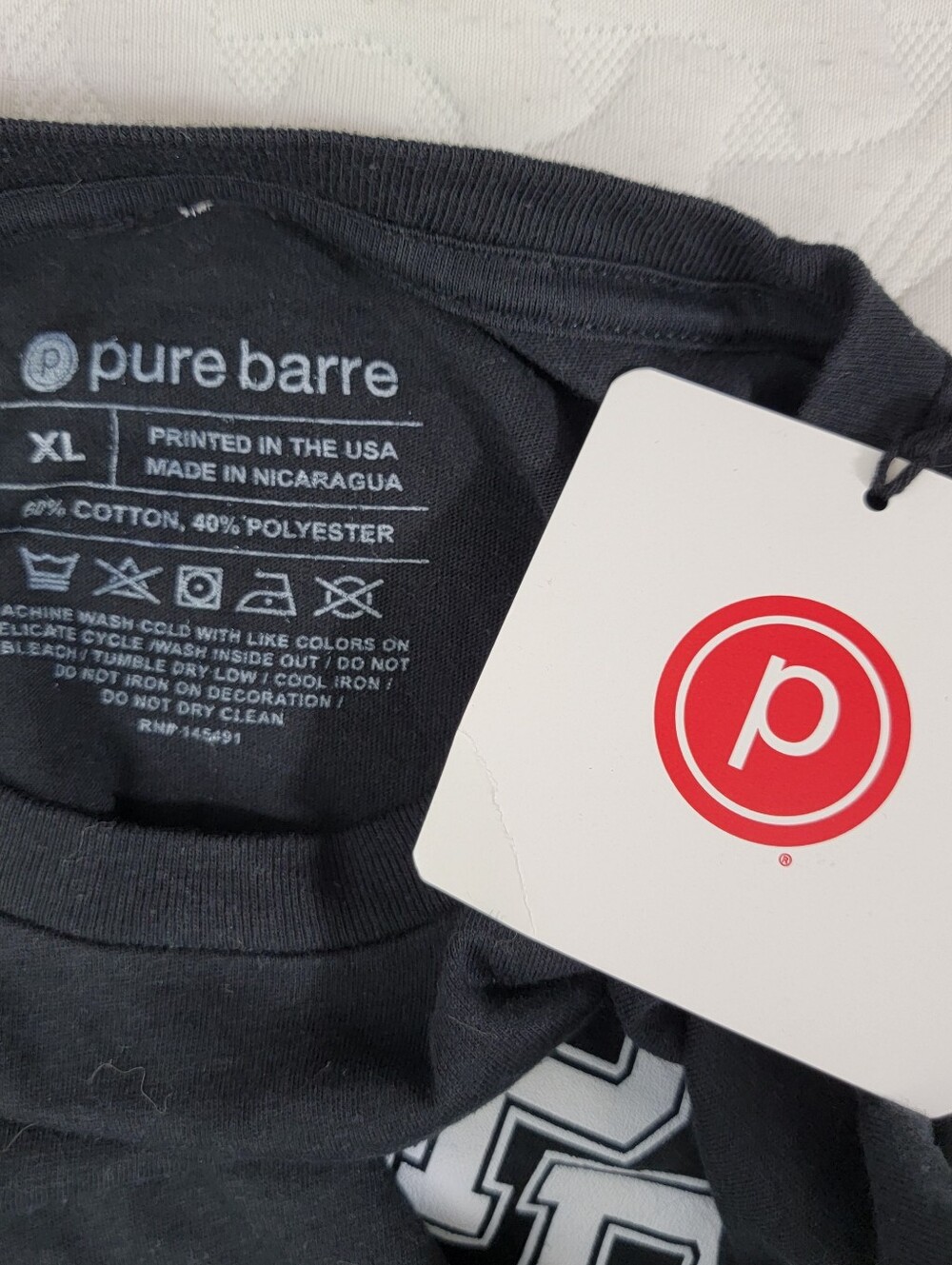 NWT Pure Barre Women's XL Black Short Sleeve Cropped T Shirt Pilates Workout - Picture 4 of 6